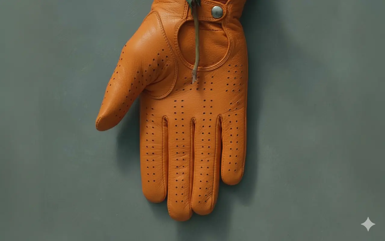 An orange racing driver’s glove.